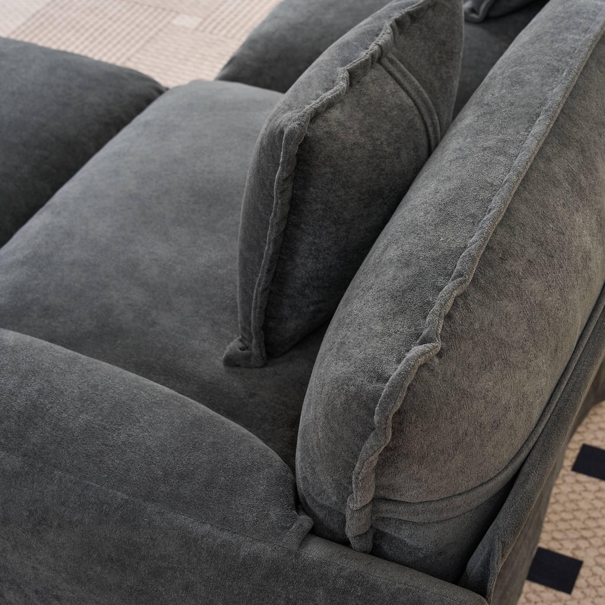 Alt View 1. Anysun - Oversized 2-Piece Chenille Loveseat Sofa Set - Deep-Seat Cloud Design with 4 Pillows, DIY Modular for Living Room - Gray.