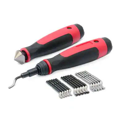 Front. AFAT - Extendable Neck Deburring Tool & Countersink Hand Reamer with 15 Extra Blades-Works on Resin, PVC Pipes, Copper, Plastic - Long Reach Deburring & Reamer Kit.