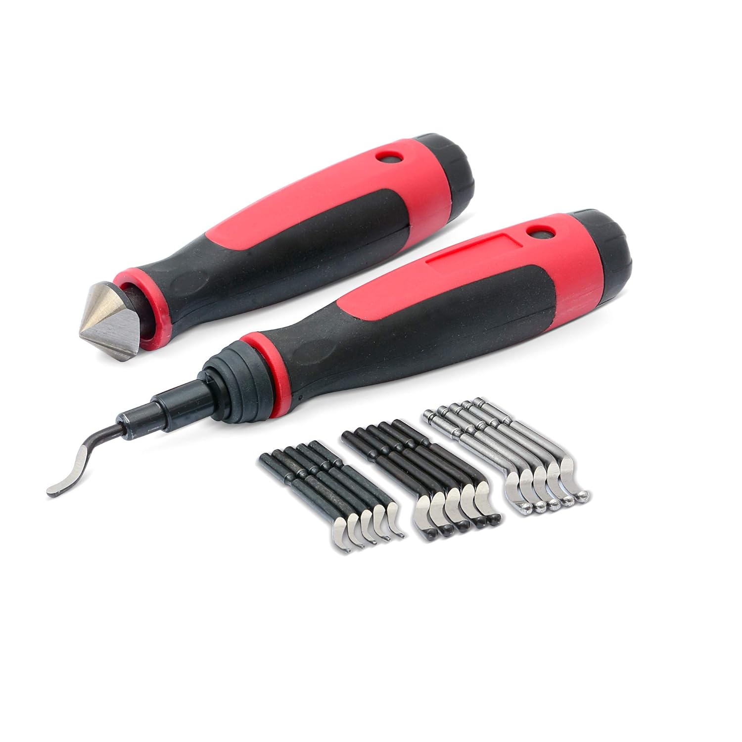 Front. AFAT - Extendable Neck Deburring Tool & Countersink Hand Reamer with 15 Extra Blades-Works on Resin, PVC Pipes, Copper, Plastic - Long Reach Deburring & Reamer Kit.