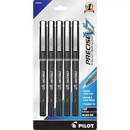 Pilot - Precise V7 Rollerball Pens, Fine Point, 5/Pack - Black Ink