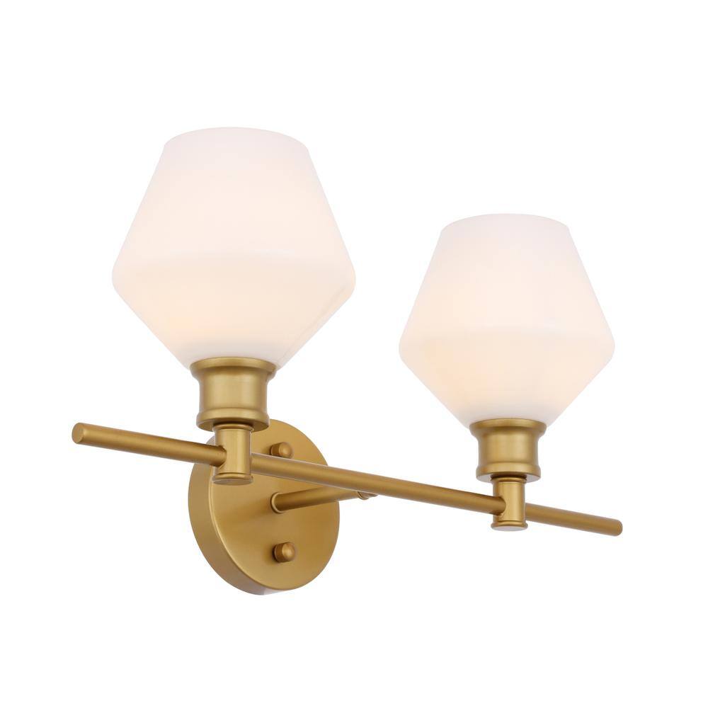 Alt View 4. Living District - Gene 2 light Brass and Frosted white glass Wall sconce - Brass And Frosted White Glass.