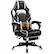 Front. Costway - Racing Massage Gaming Chair with Footrest - White + Black.