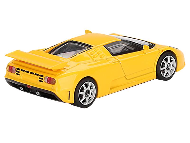 Left. Mini GT - Bugatti EB110 Super Sport Giallo Bugatti Yellow Limited Edition 1/64 Diecast Model Car by Mini GT - Yellow.