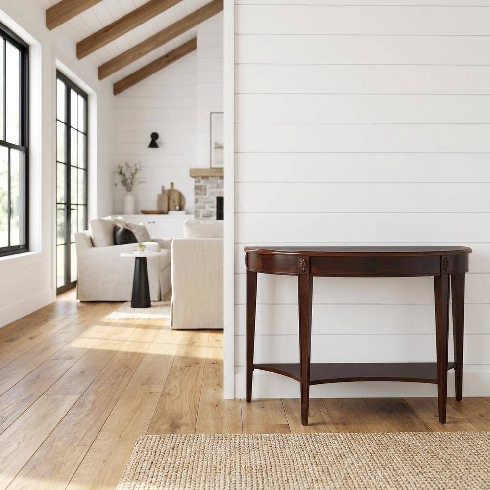 Alt View 4. Starlight Canyon Home - Demilune Console Table, Traditional Sofa Table for Entryway or Hallway - Dark Brown.