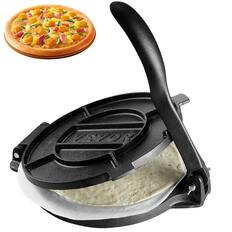 Front. VEVOR - Tortilla Press, 10 Inch Tortilla and Roti Maker, Cast Iron Heavy Duty Tortilladora Press, Pre-Seasoned Pataconera Maker - Black.