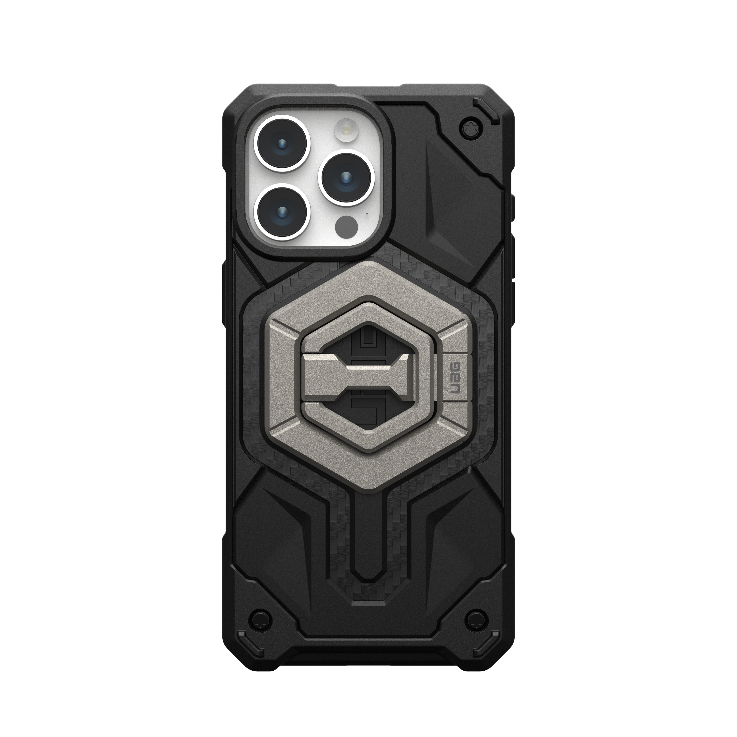 Alt View 15. UAG - Magnetic Phone Ring Stand, Universal MagSafe Phone Grip & Stand, Ultra-Strong Magnetic Hold, Premium Zinc, Sturdy - Titanium.