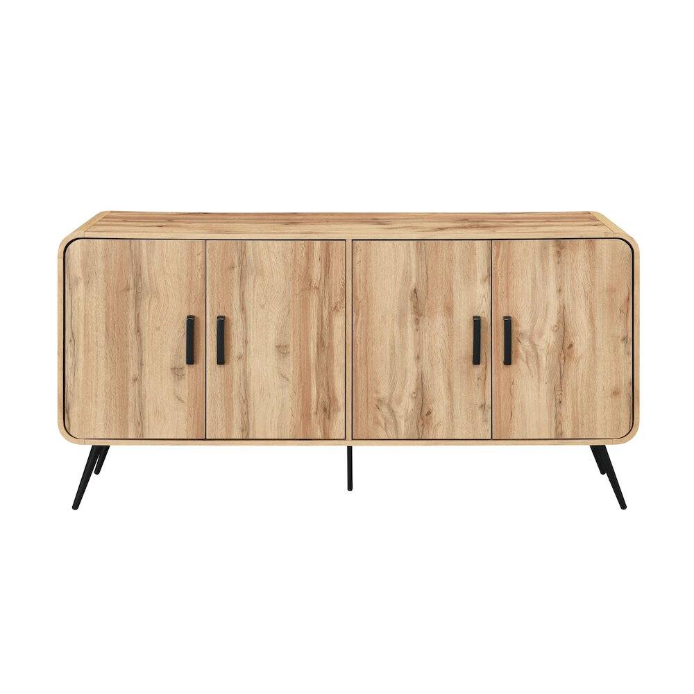 Angle. New Classic Furniture - Rowan Wood Sideboard/TV Console in Natural/Beige - Natural.