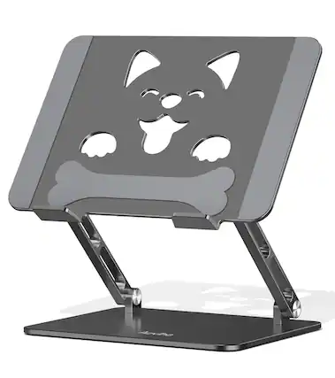 Front. HongFei - Laptop Stand for Desk, Aluminum Height-Adjustable Laptop Riser, Ergonomic Holder, Fits 10"-17.3" MacBook Air/Pro, Dell. - Gray.