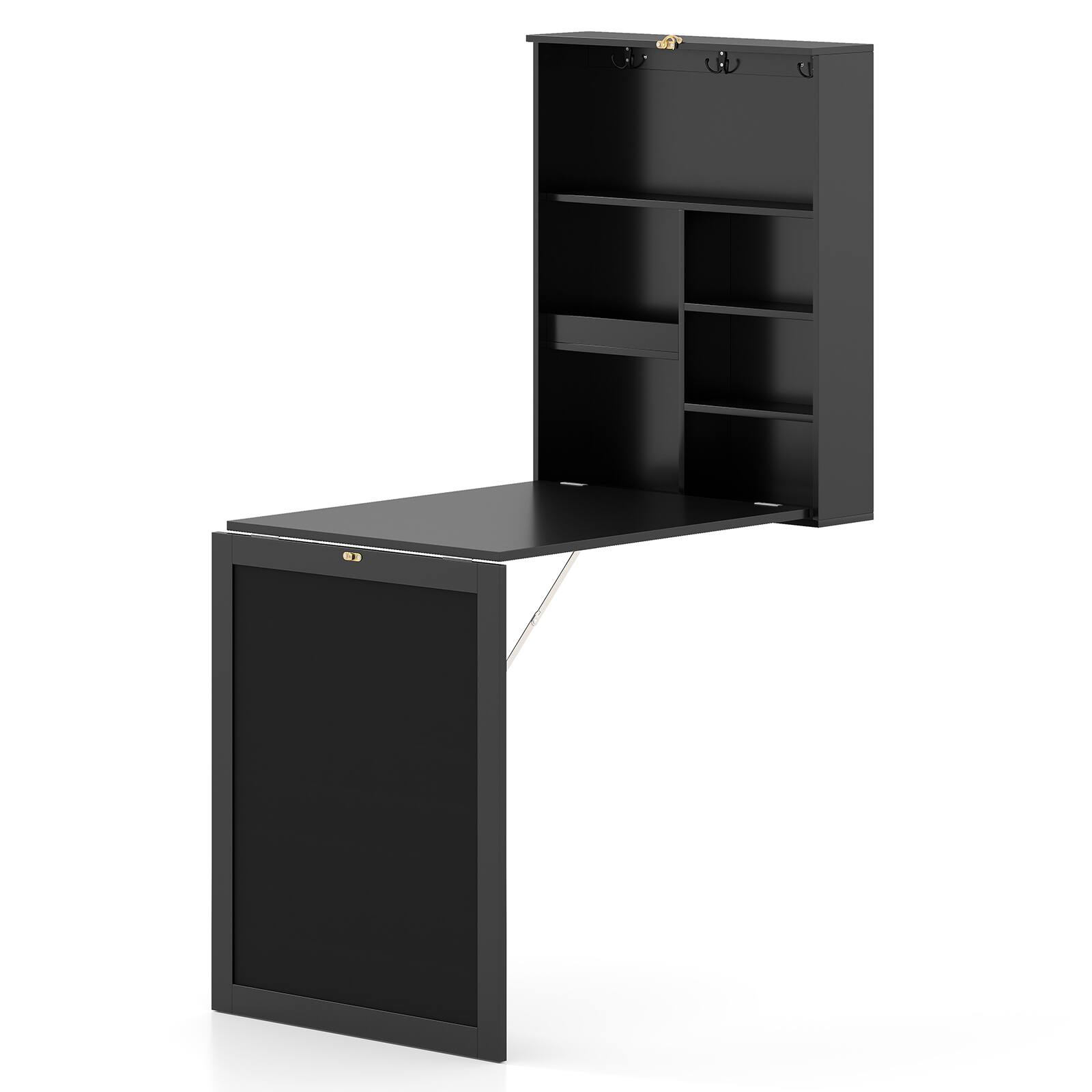 Alt View 9. Gymax - Gymax Wall Mounted Table Fold Out Convertible Desk with A Blackboard/Chalkboard Black - Black.