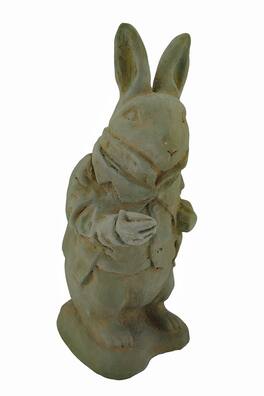 Zeckos - Alice in Wonderland White Rabbit Verdigris Finish Statue 14 in-CEMENT - Green