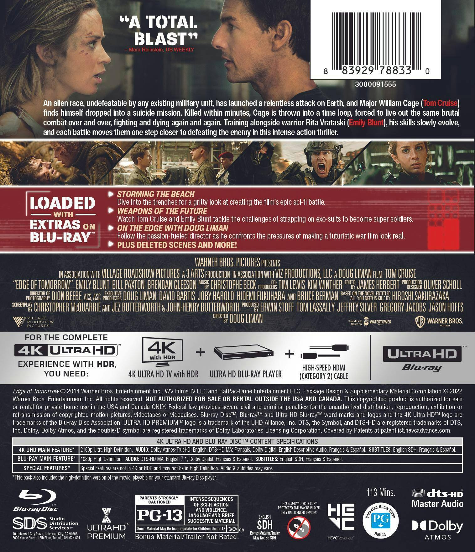 Back. Live Die Repeat: Edge of Tomorrow (4K Ultra HD + Blu-ray) [UHD].