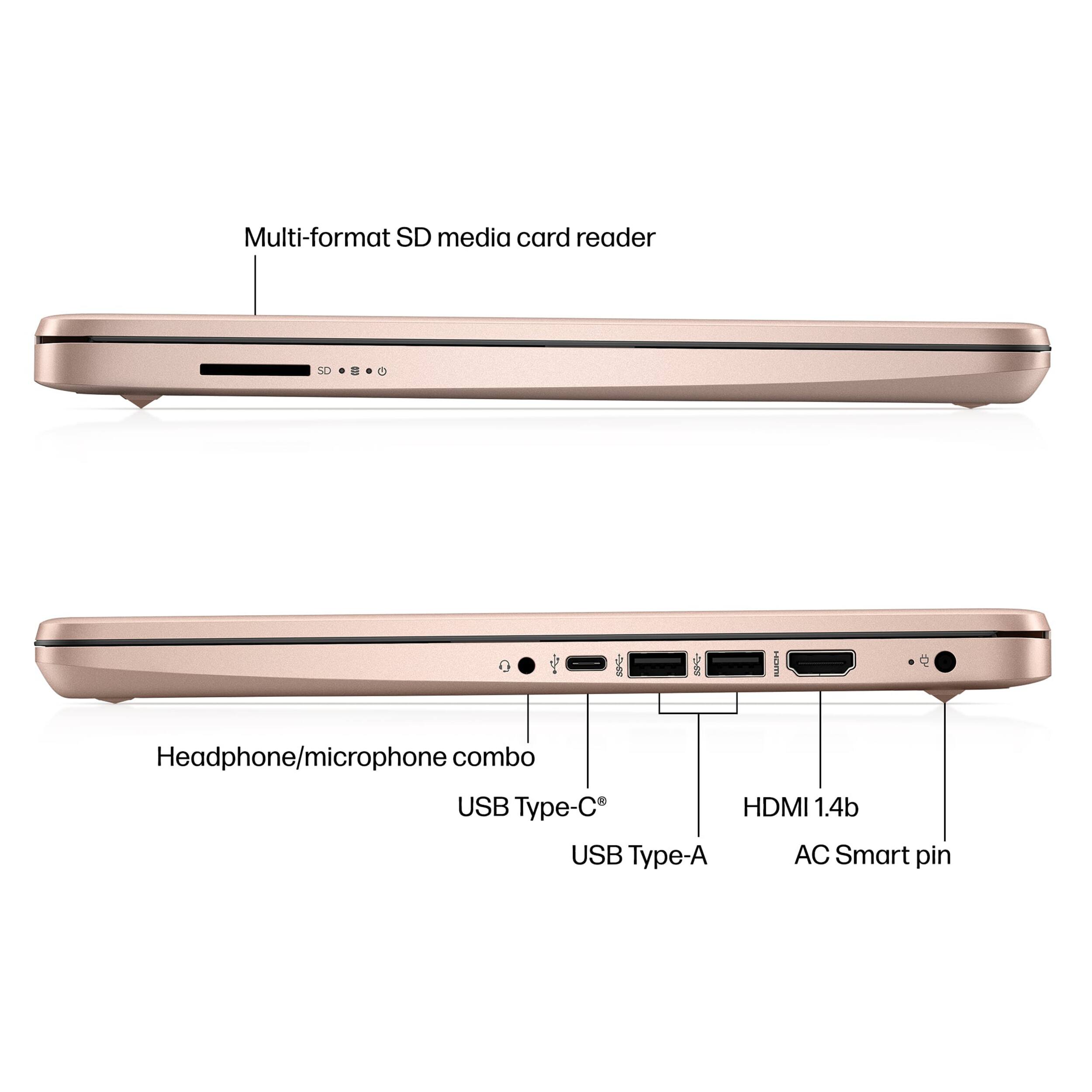 Multi-format SD media card reader

Headphone/microphone combo

USB Type-C

USB Type-A

HDMI 1.4b

AC Smart pin