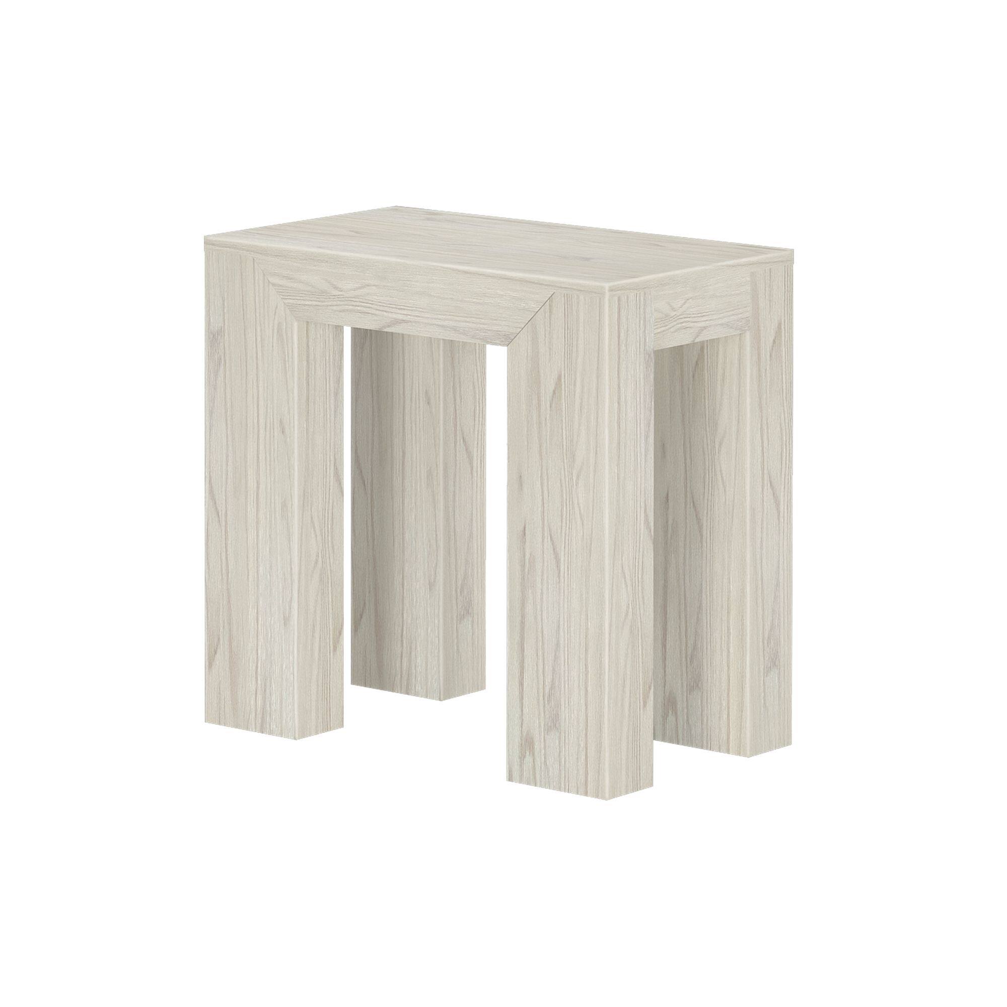 Alt View 1. Plank+Beam - Modern Rectangular Side Table (25in x 15in / 630mm x 375mm), White Sand Wirebrush - White Sand Wirebrush.