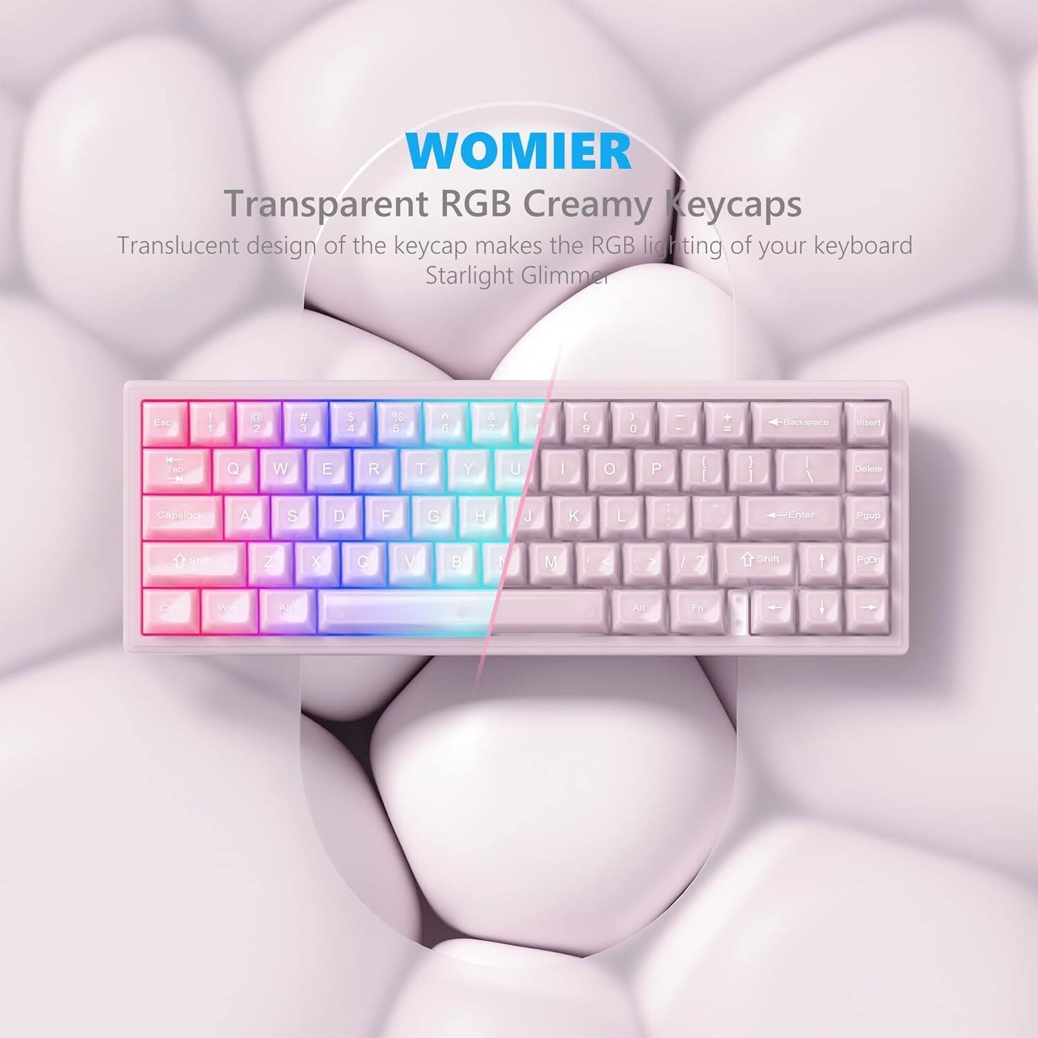 Womier Cute Jelly Keycaps , Transparent Clear Custom Key Cap Set
