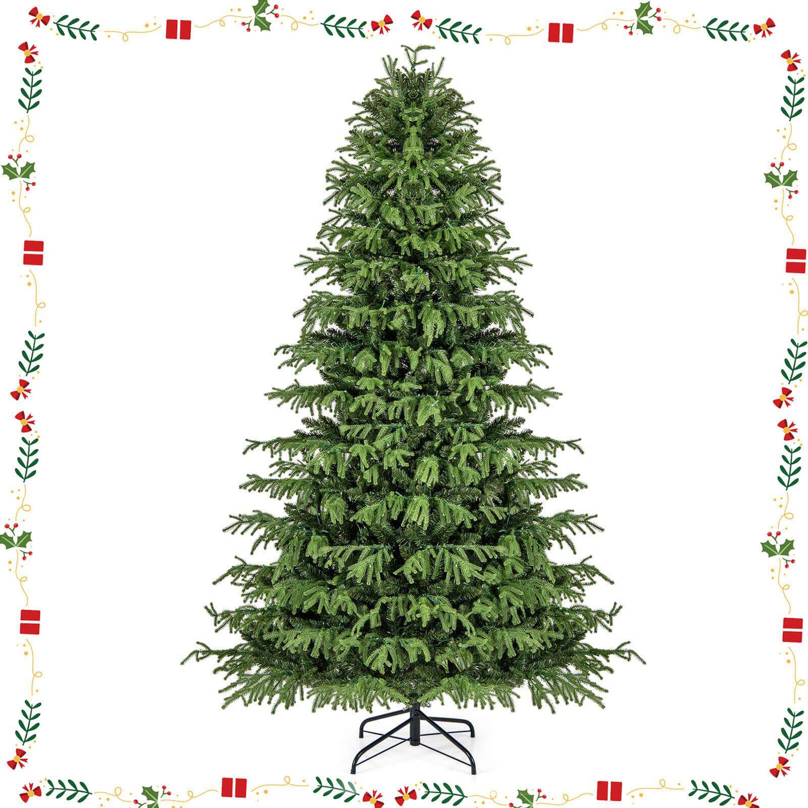 Alt View 9. Costway - Costway 7 FT Artificial Christmas Tree with 370 LED Lights, 1090 Branch Tips for Home Party - Green.
