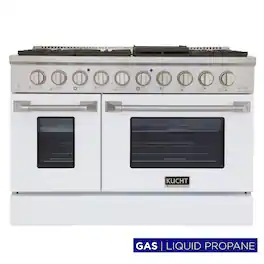 Kucht - 48 in. 6.7 cu. ft. Propane Gas Range with Sealed Burners and Two Ovens - One Convection - in White - White