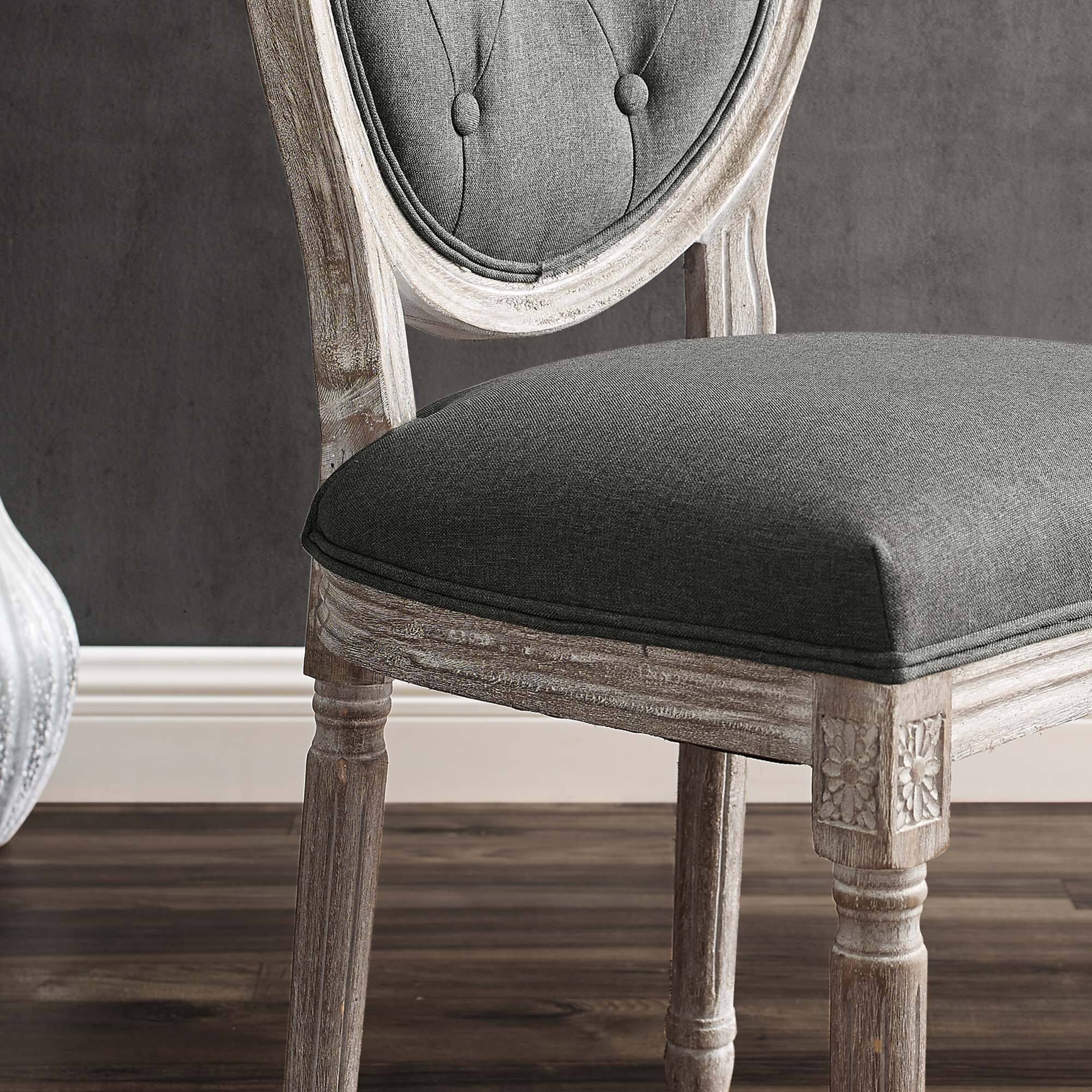 Left. Modway - Arise Vintage French Upholstered Fabric Dining Side Chair by Modway - Natural Gray.