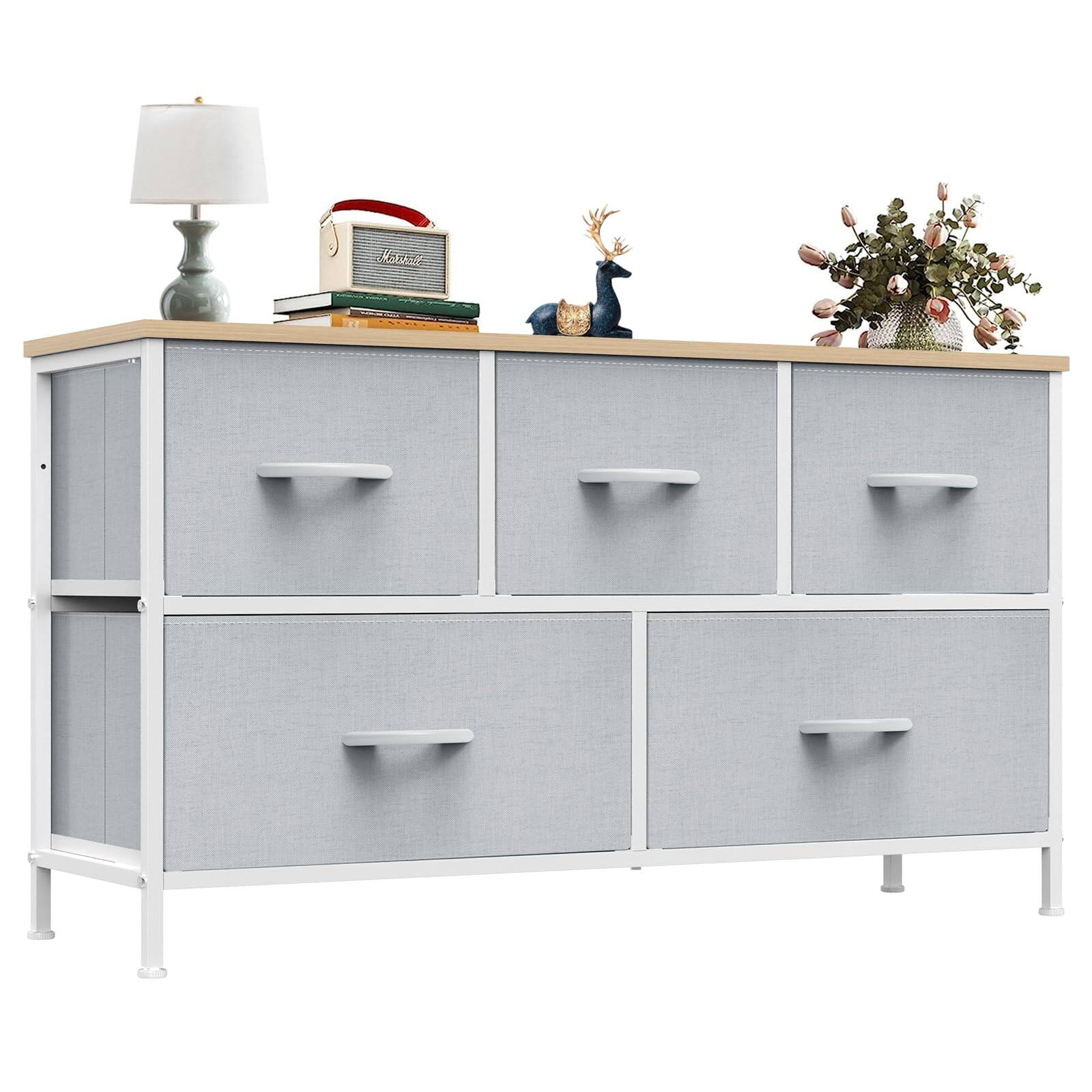 Light Grey 11.9"D x 38.1"W x 20.9"H (5 Drawers)