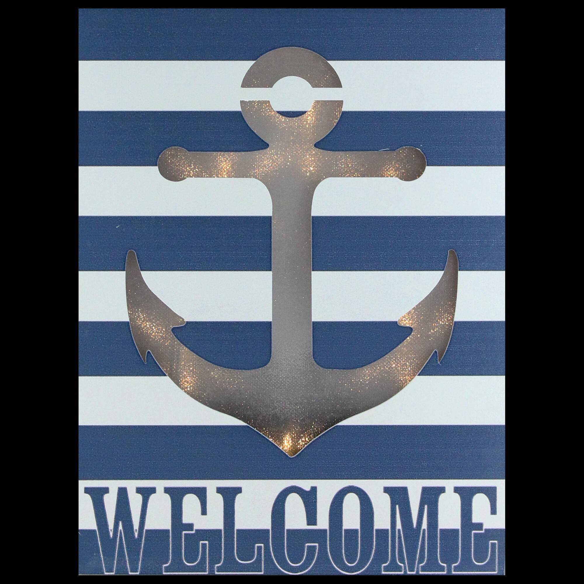 Northlight LED Lighted Striped “Welcome” Anchor Wall Art 9.75