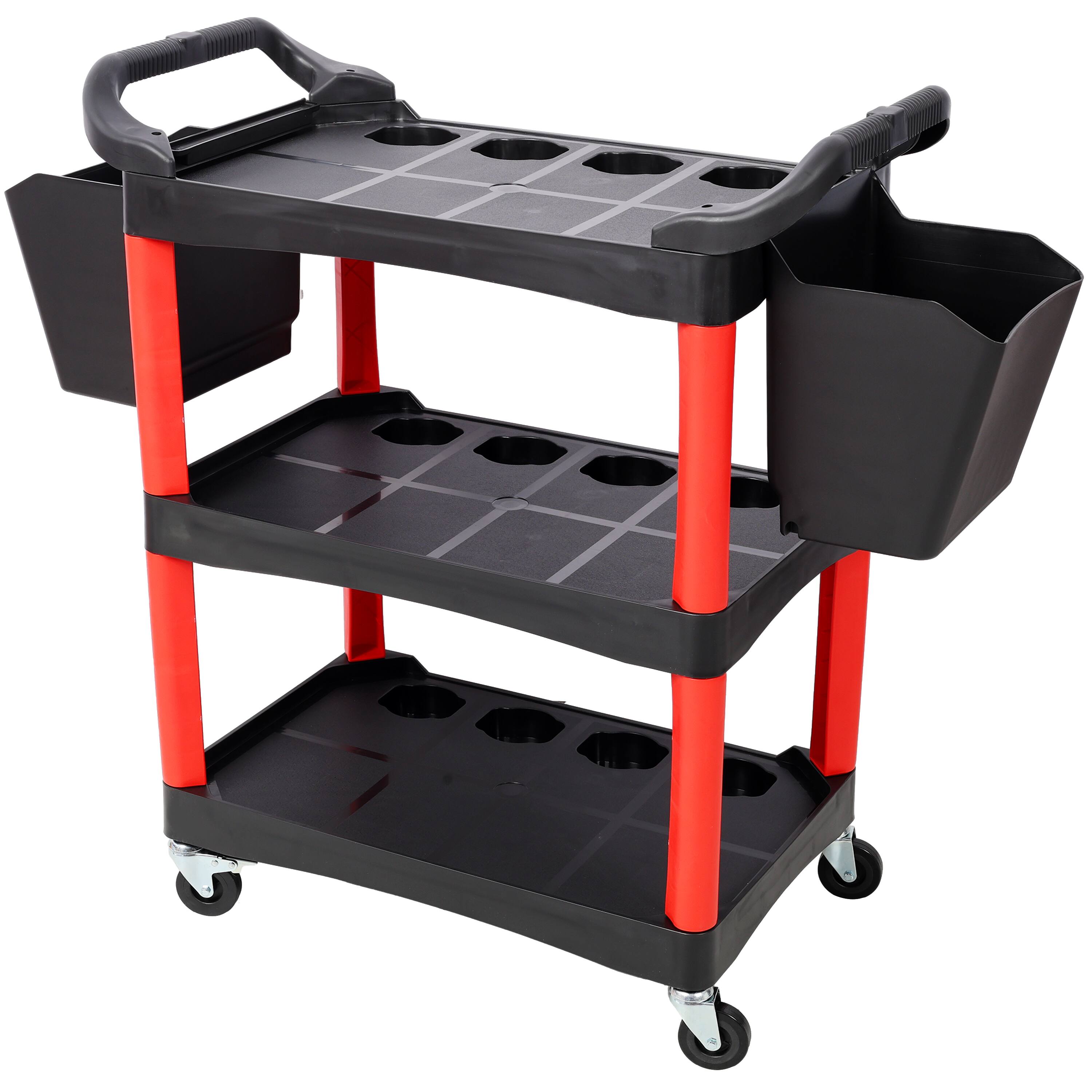Alt View 1. ELEMENT ACE - 3-Tier Rolling Auto Detailing Cart with Wheels & Bucket Set - Black+Red.