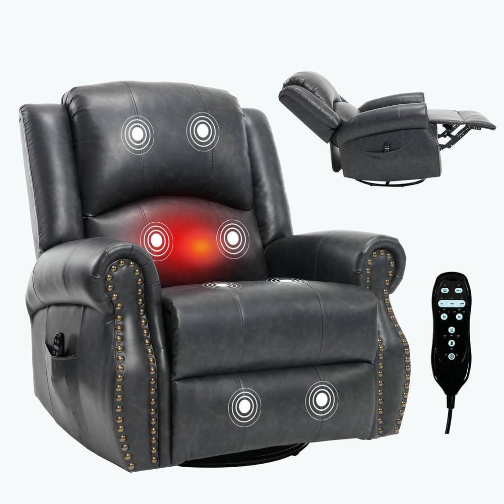 Alt View 4. Kadyn - Fabric Recliner Chair with 8-Node Massage, Heating, and Swivel Rocker Functions, Gray - Gray.