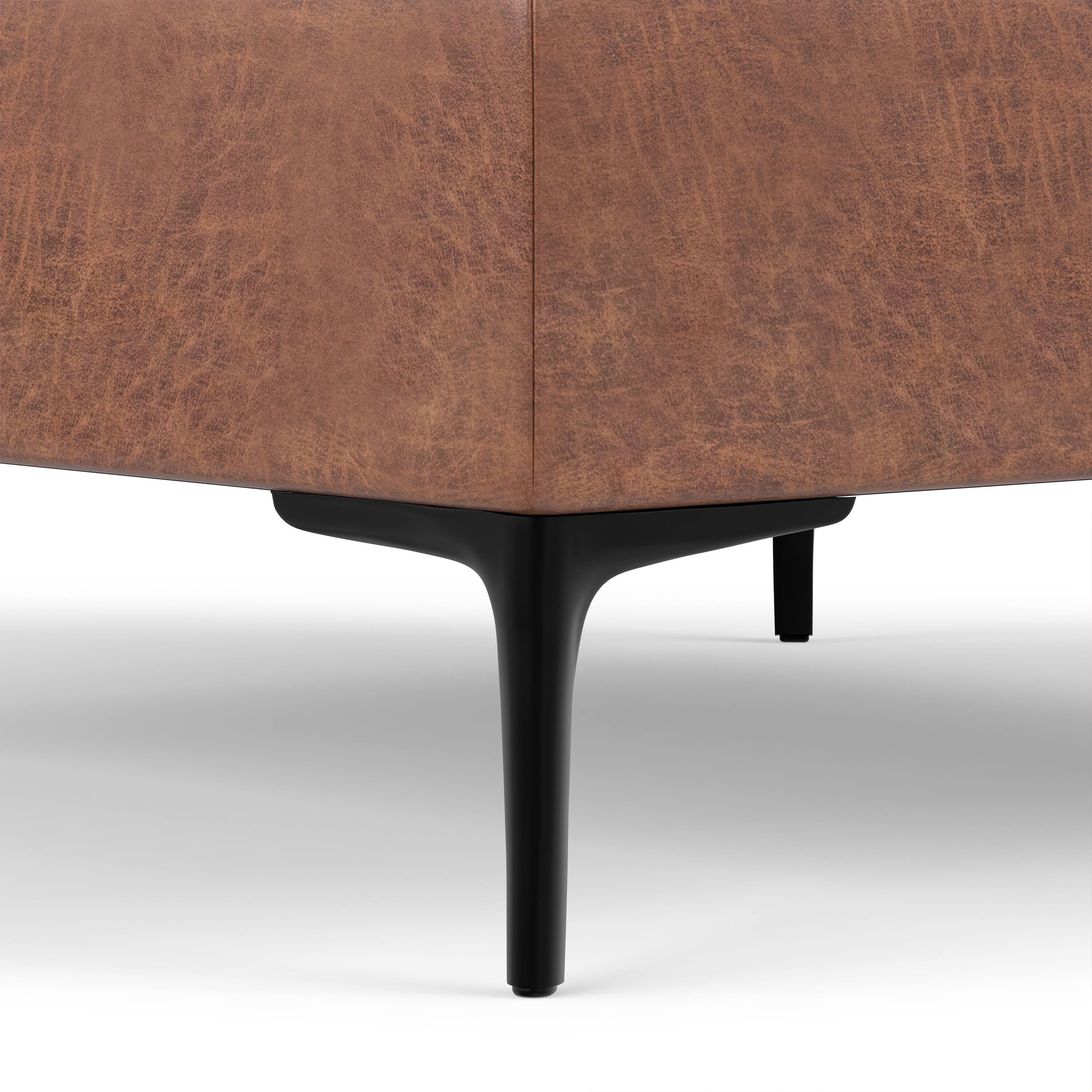 Alt View 7. Simpli Home - Laura 36 inch Wide Mid Century Square Lift Top Storage Ottoman in Distressed Saddle Brown  Vegan Faux Leather, Assembled - Distressed Saddle Brown.