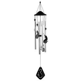 FC Design - 34" Long Black Cat Silhouette Wind Chime Outdoor Patio or Garden Hanging Decoration - Multi-Color