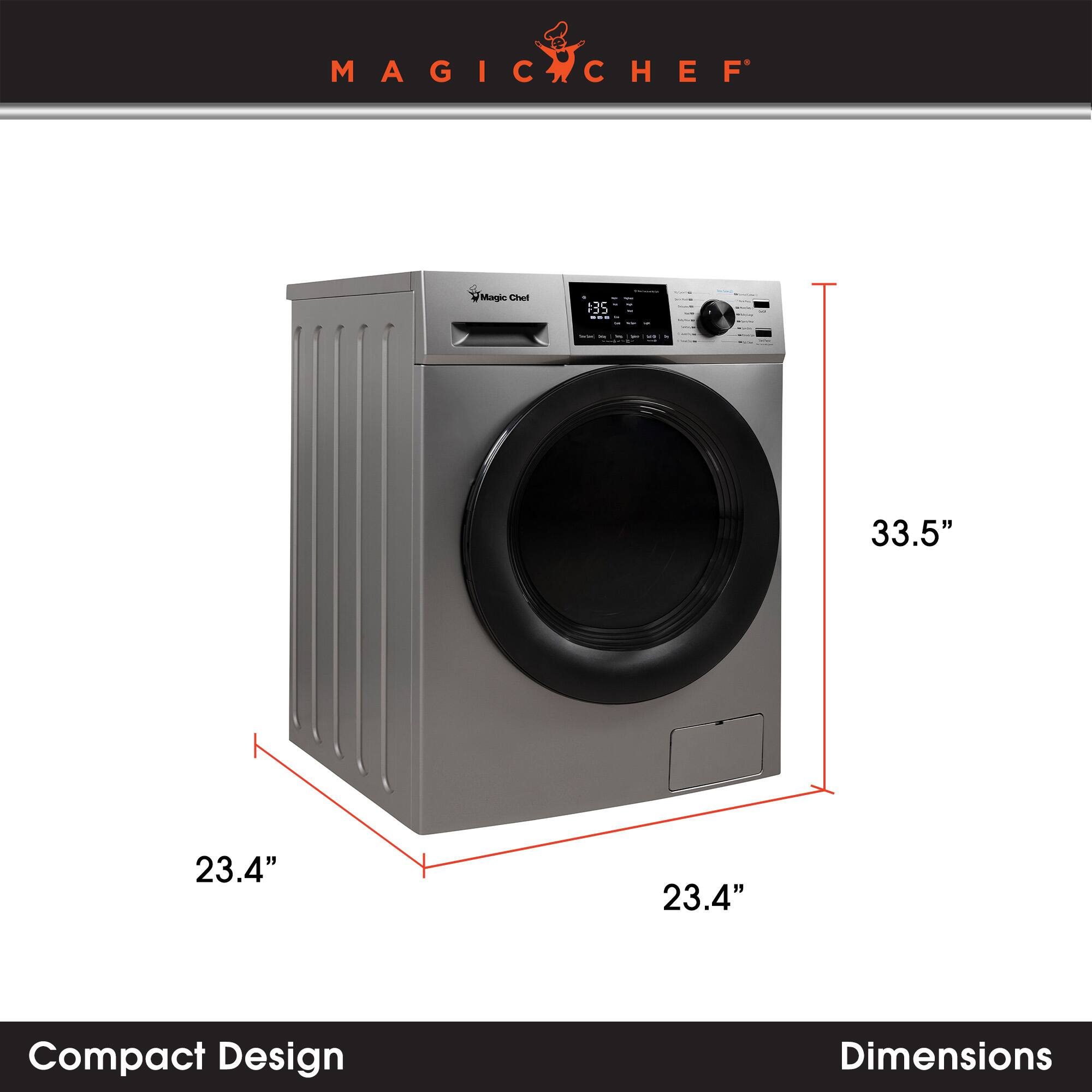MAGIC CHEF Magic Chel 35  
33.5" x 23.4" x 23.4"  
Compact Design Dimensions