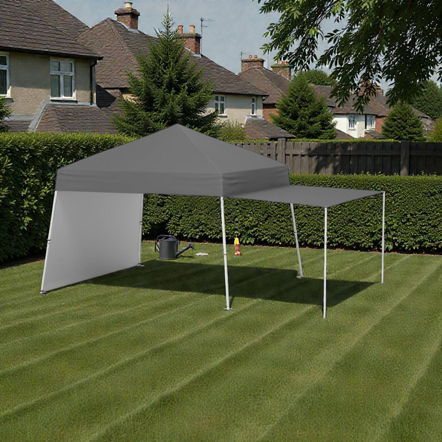 Front. Hivvago - 14 x 9.2 Ft Quick Setup Canopy with Adjustable Sidewalls for Awning Use - Gray.