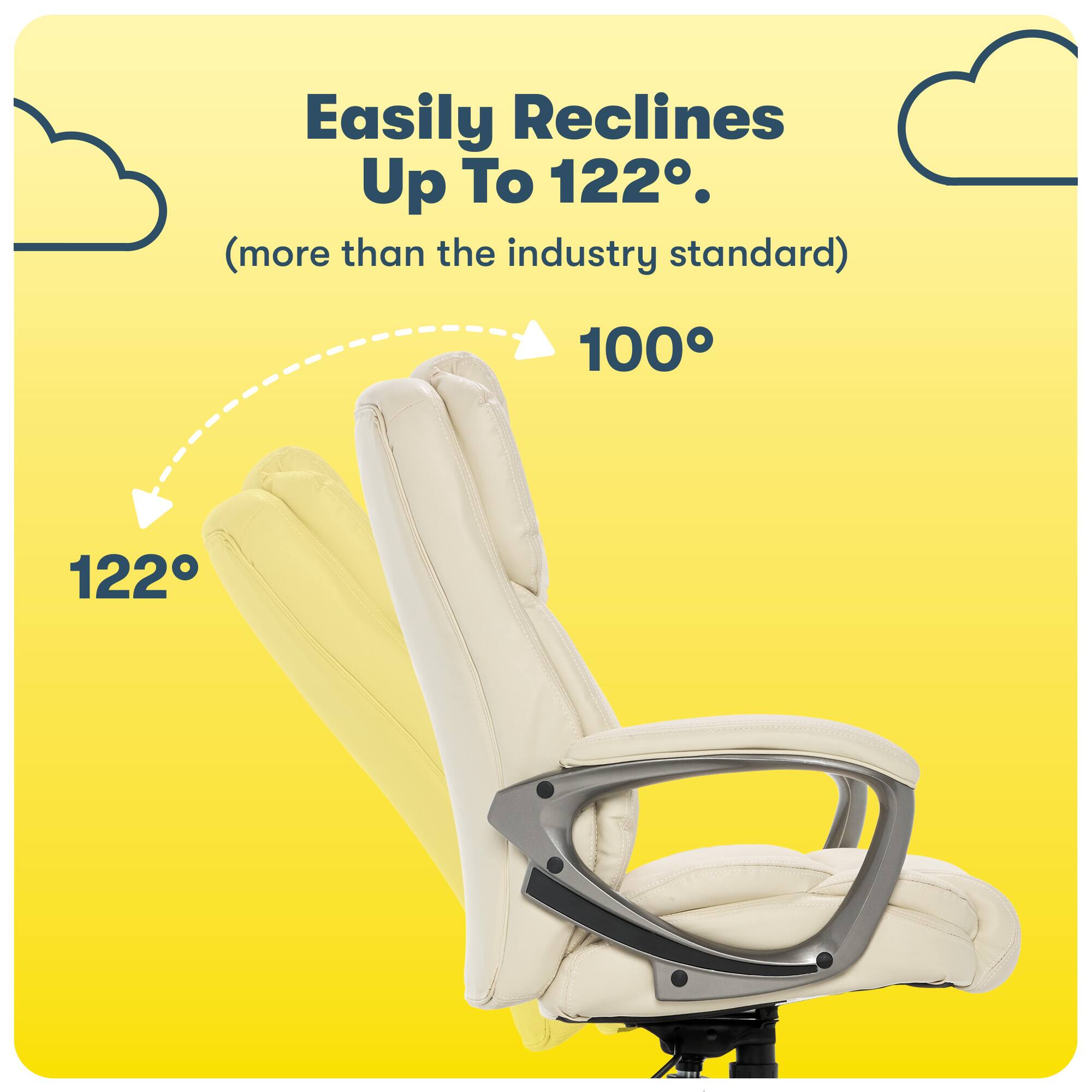 Alt View 12. Serta - Garret Bonded Leather Executive Office Chair with Premium Cushioning - Ivory White.