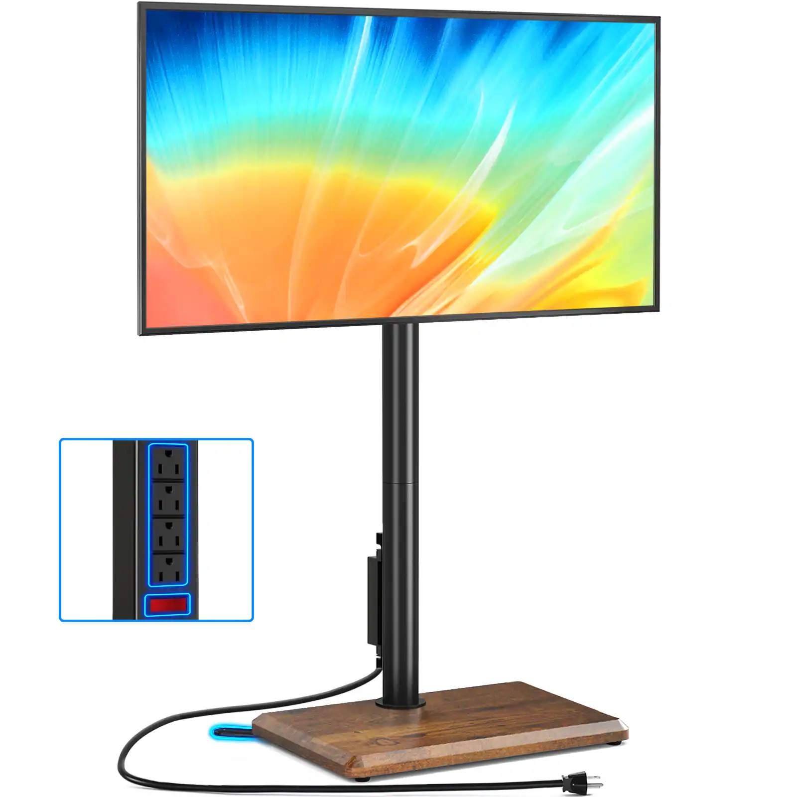 Front. Rfiver - Compatible with 32-60 inch floor-standing TV stands with built-in power outlets - Black&brown.