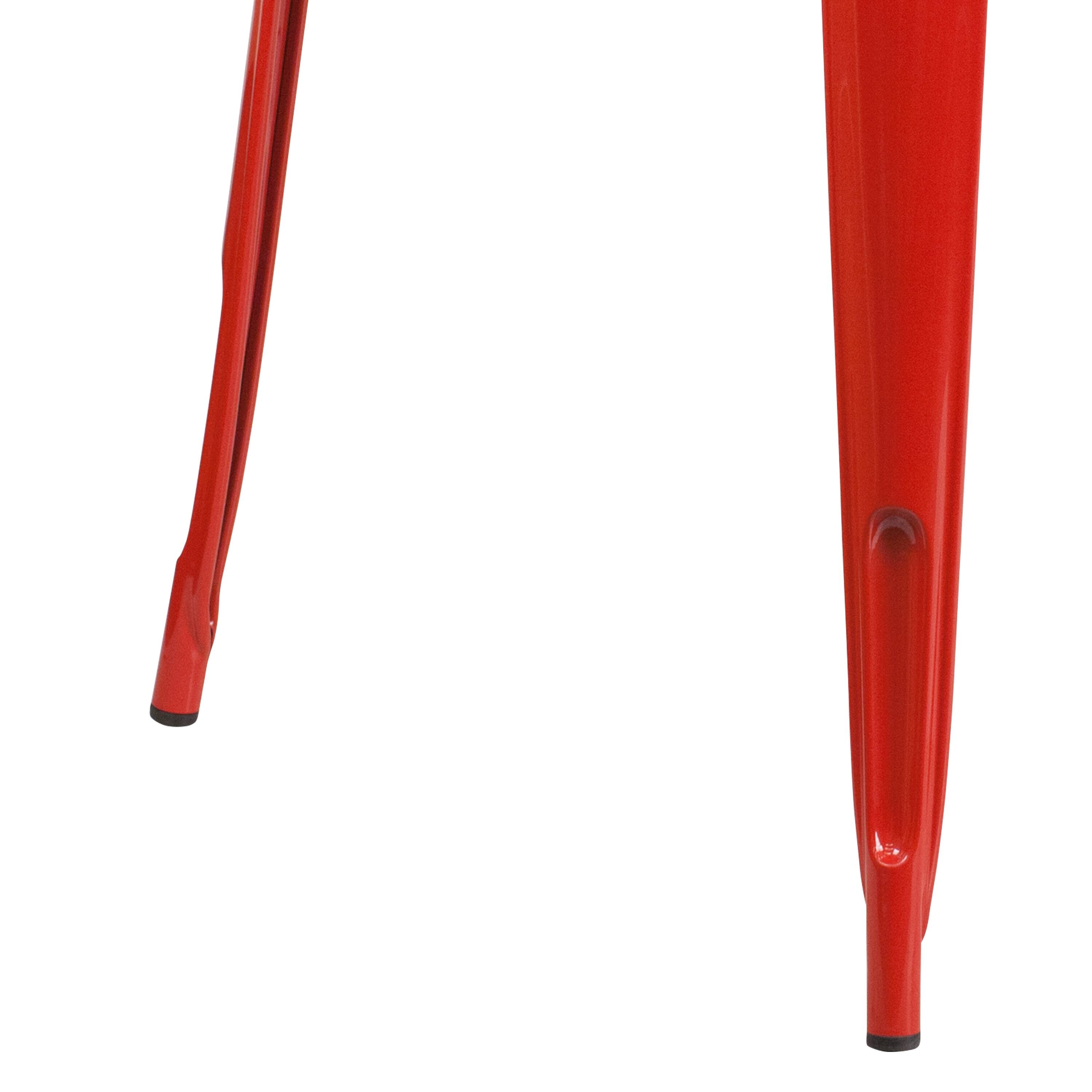 Alt View 6. Emma + Oliver - Commercial Grade 31.5" Square Colorful Metal Indoor-Outdoor Dining Table - Red.