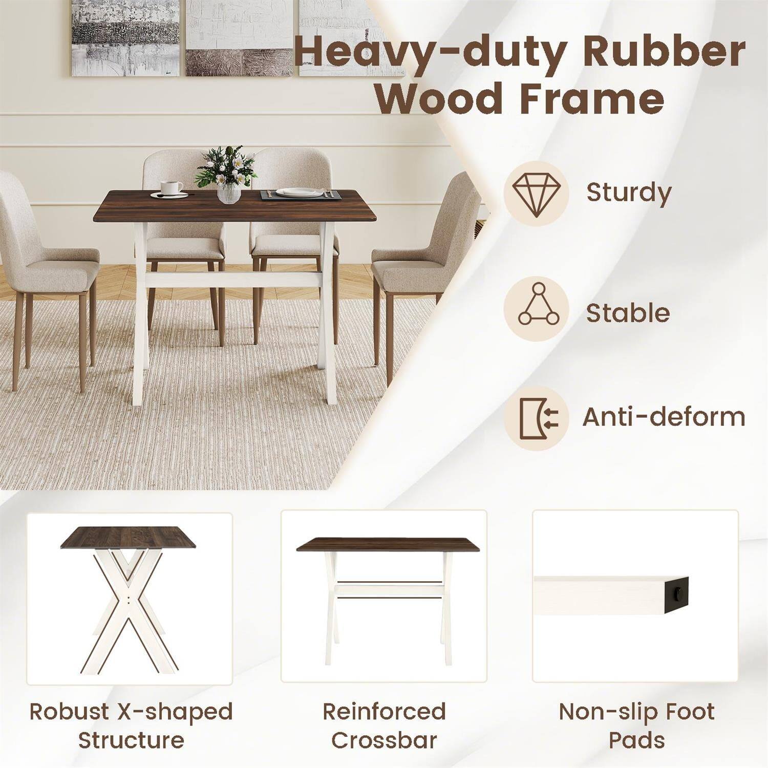 Heavy-duty Rubber Wood Frame  
Sturdy  
Stable  
Anti-deform  

Robust X-shaped Structure  
Reinforced Crossbar  
Non-slip Foot Pads