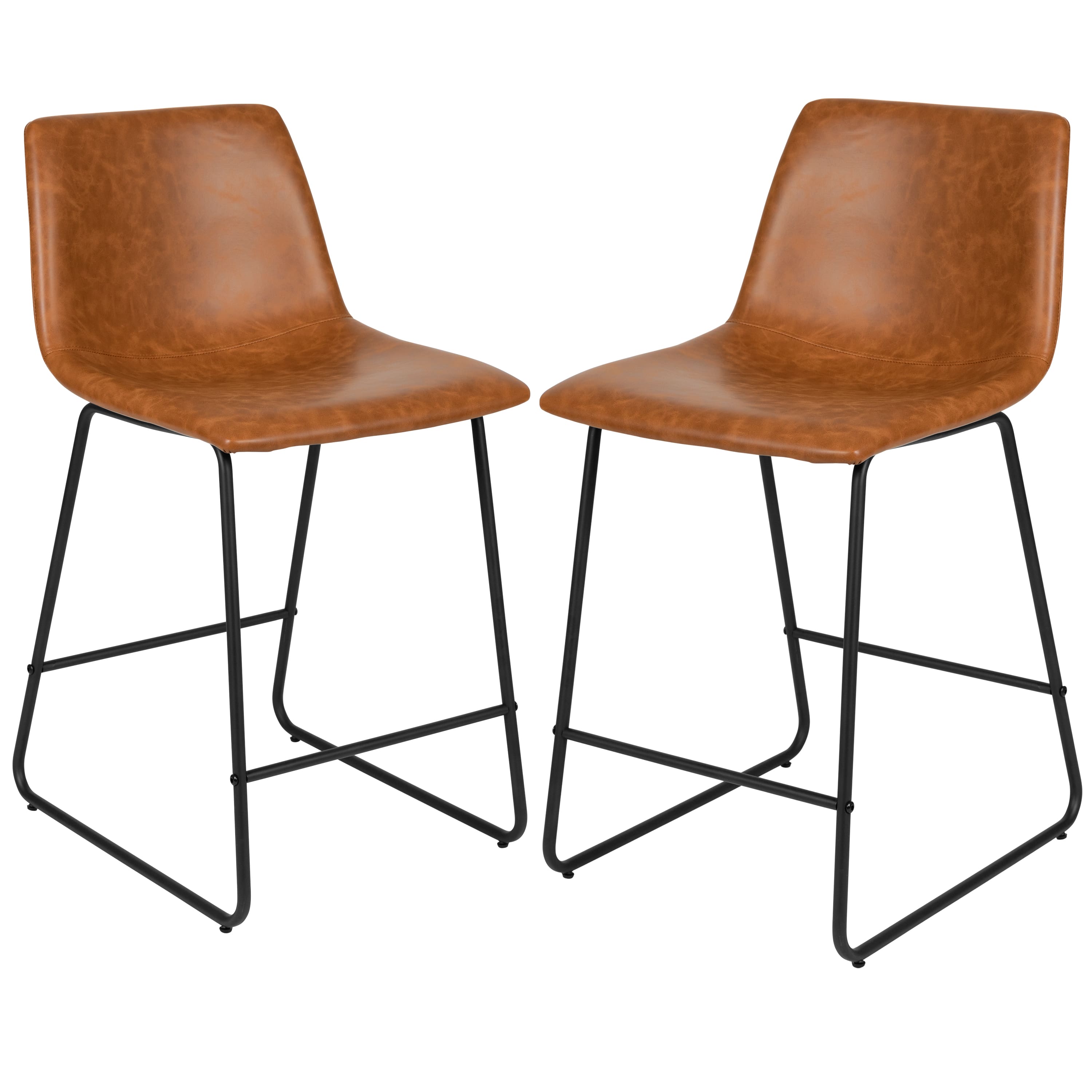 Alamont Home - Reagan Set of 2 Kitchen Counter Height Stool - 24 Inch LeatherSoft Barstool - Light Brown price history on PriceWatchPro