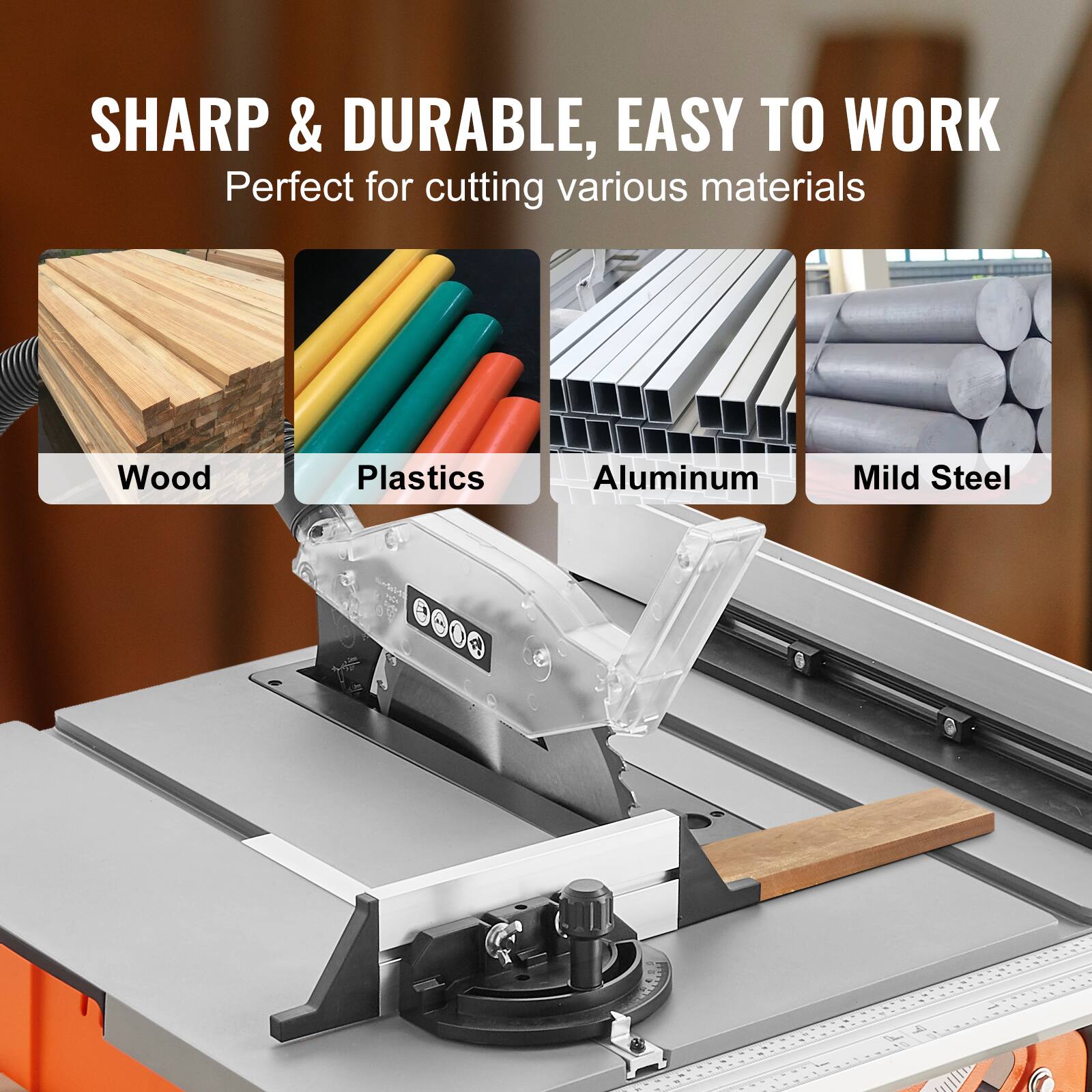SHARP & DURABLE, EASY TO WORK  
Perfect for cutting various materials  
Wood  
Plastics  
Aluminum  
Mild Steel