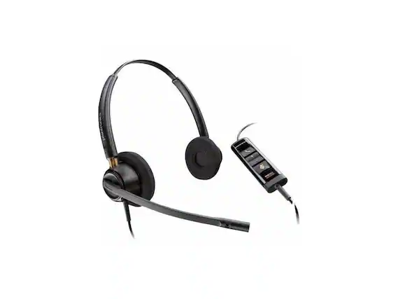 Front. Plantronics - Poly EncorePro EP525-M Headset - Stereo, USB, Wired, Noise Cancelling Mic - Black.