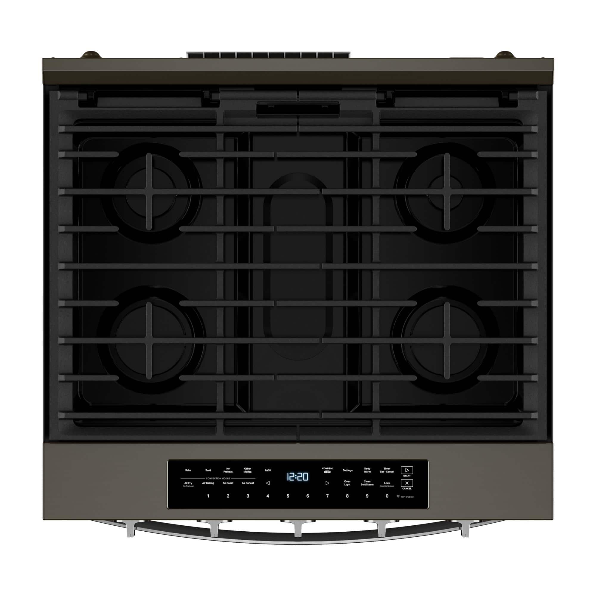 Alt View 11. Whirlpool - 5.3 Cu. Ft. Slide-In Gas True Convection Range with Steam Clean and Air Cooking Technology, EZ 2 Lift Grates - Black stainless steel.