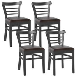 Gymax - Modern Dining Chair Set of 4 Upholstered Kitchen Chair w/Rubber Wood Legs - Black