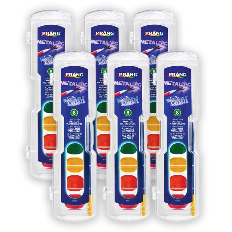 Prang - Washable Watercolors Set 8 Assorted Metallic Colors w/Brush Pack of 6 price history on PriceWatchPro