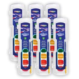 Prang - Washable Watercolors Set 8 Assorted Metallic Colors w/Brush Pack of 6