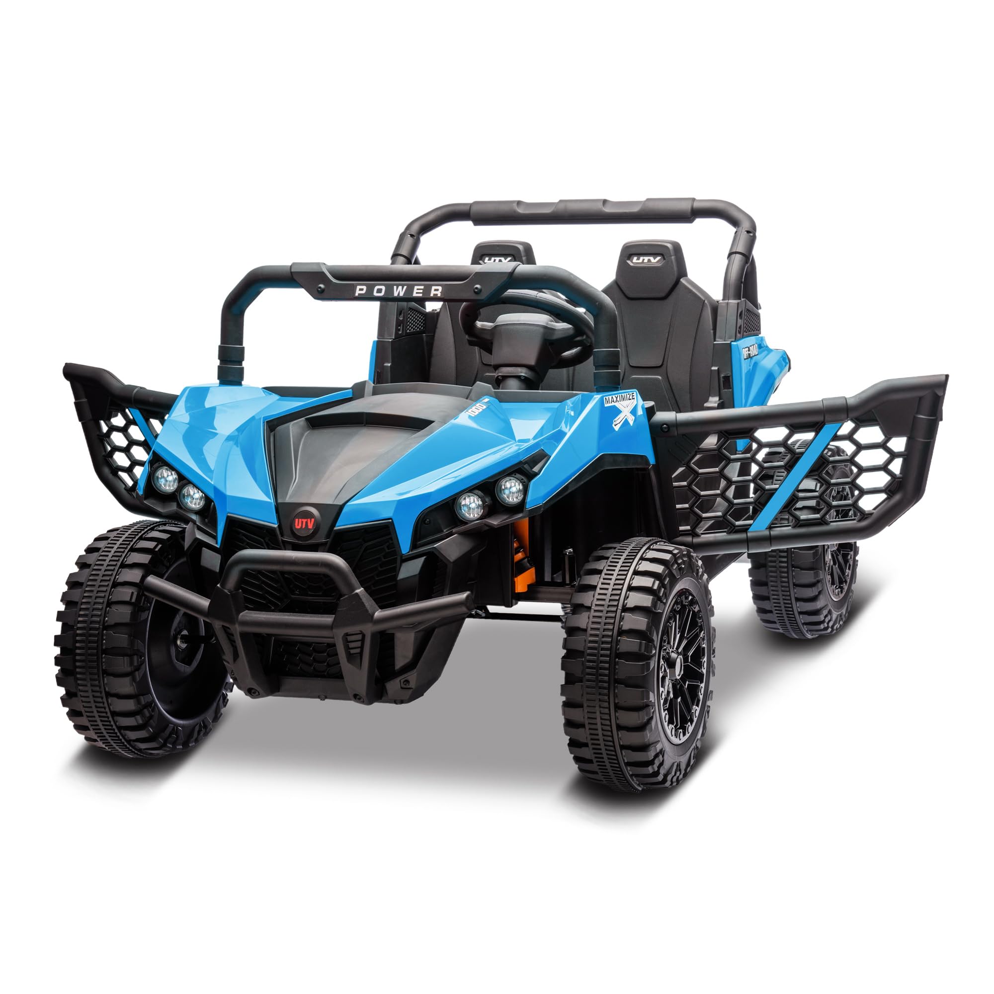The text on the image reads:

- "POWER" (on the roll cage)
- "UTV" (on the front and side)
- "X" (on the side, part of a logo)