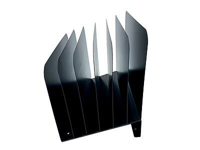 Alt View 1. Huron - Vertical 6-Compartment Steel Desk Organizer - Black.