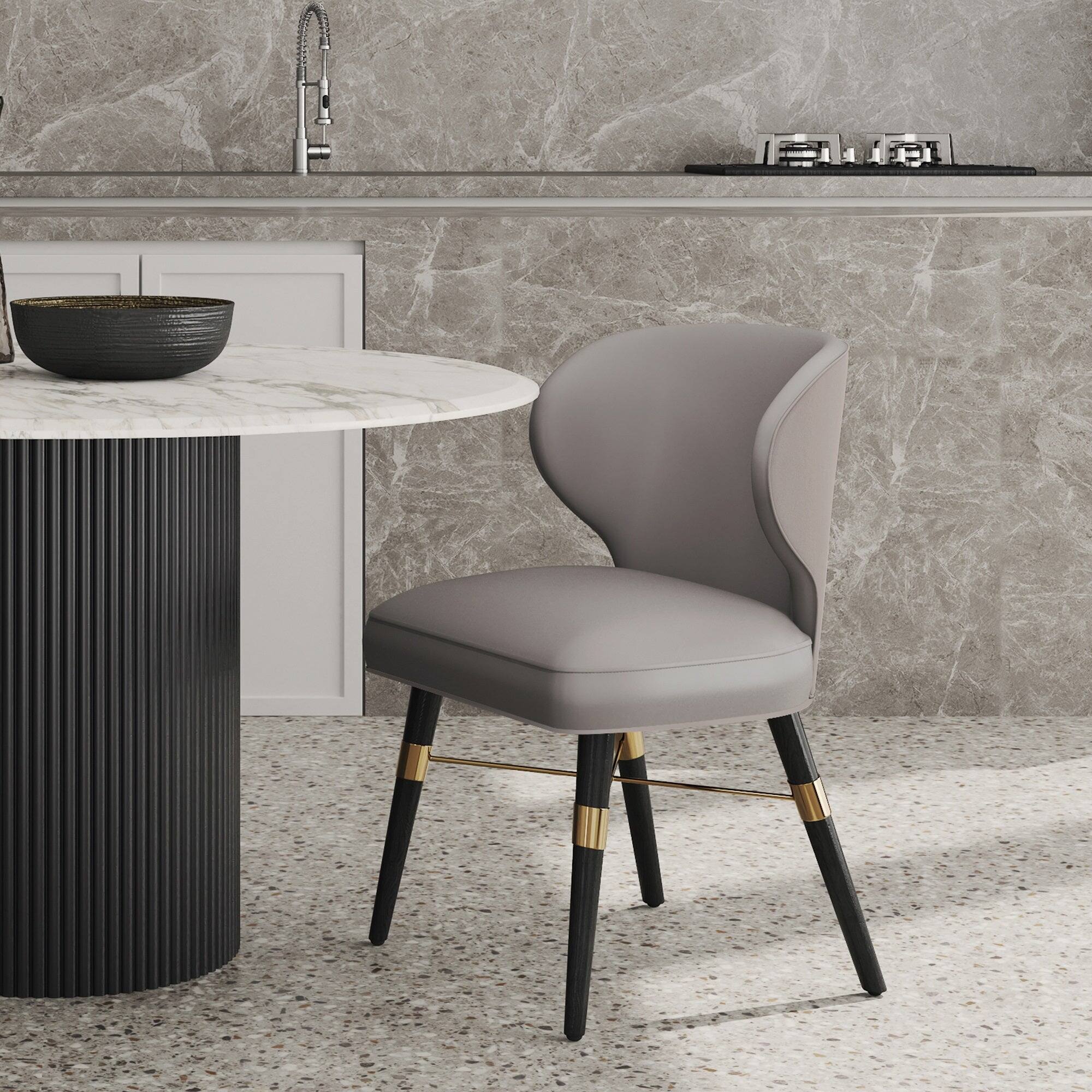 Angle. Manhattan Comfort - Strine Modern Wood Upholstered Dining Chair - Dark Taupe.