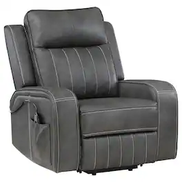 Manhattan Lane - Josen Power Recliner Chair, 36 Inch Faux Leather, Track Armrests - Gray