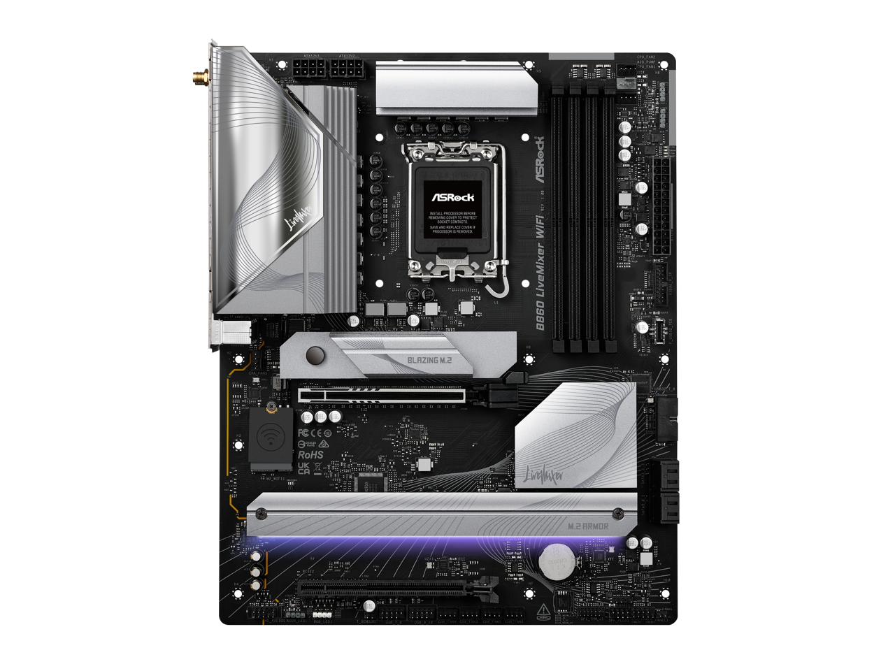888 B880 Linho T / SRock  
- - - - - I - -O -. I - - eInmInO ..  
1. ASRock a S WiFi LiveMixer B860 ..  
BLAZING 5.M .EE CONDOOON - FC 8e RoHS UK CA Linlaka M2 ARMOR