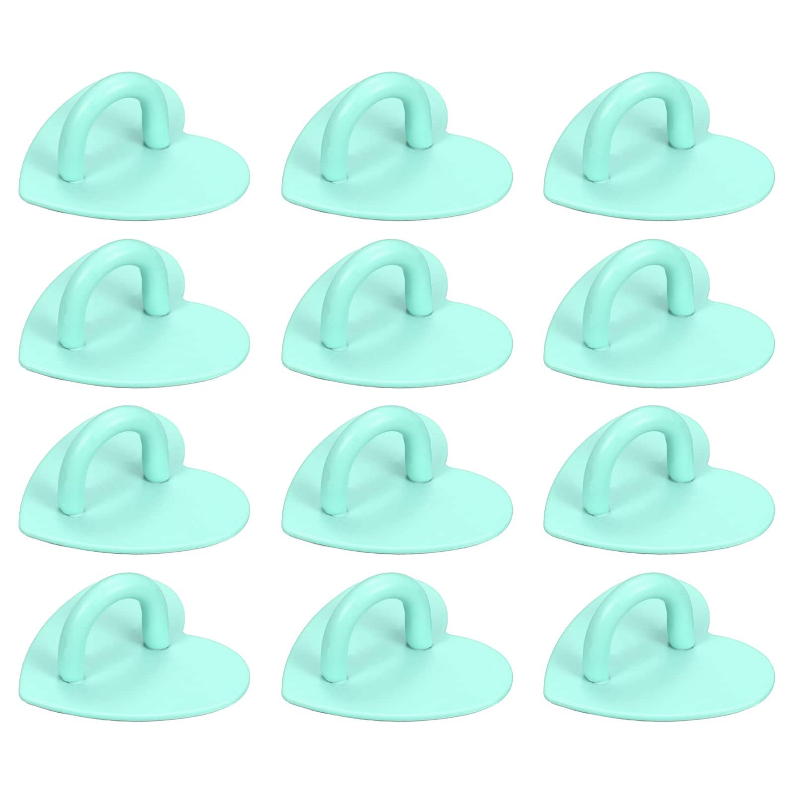 Unique Bargains - Metal Phone Charm Hook 1", 12pcs Adhesive Heart Shaped Finger Grip for Smartphones Keychain Tablet Case Accessories - Light Green
