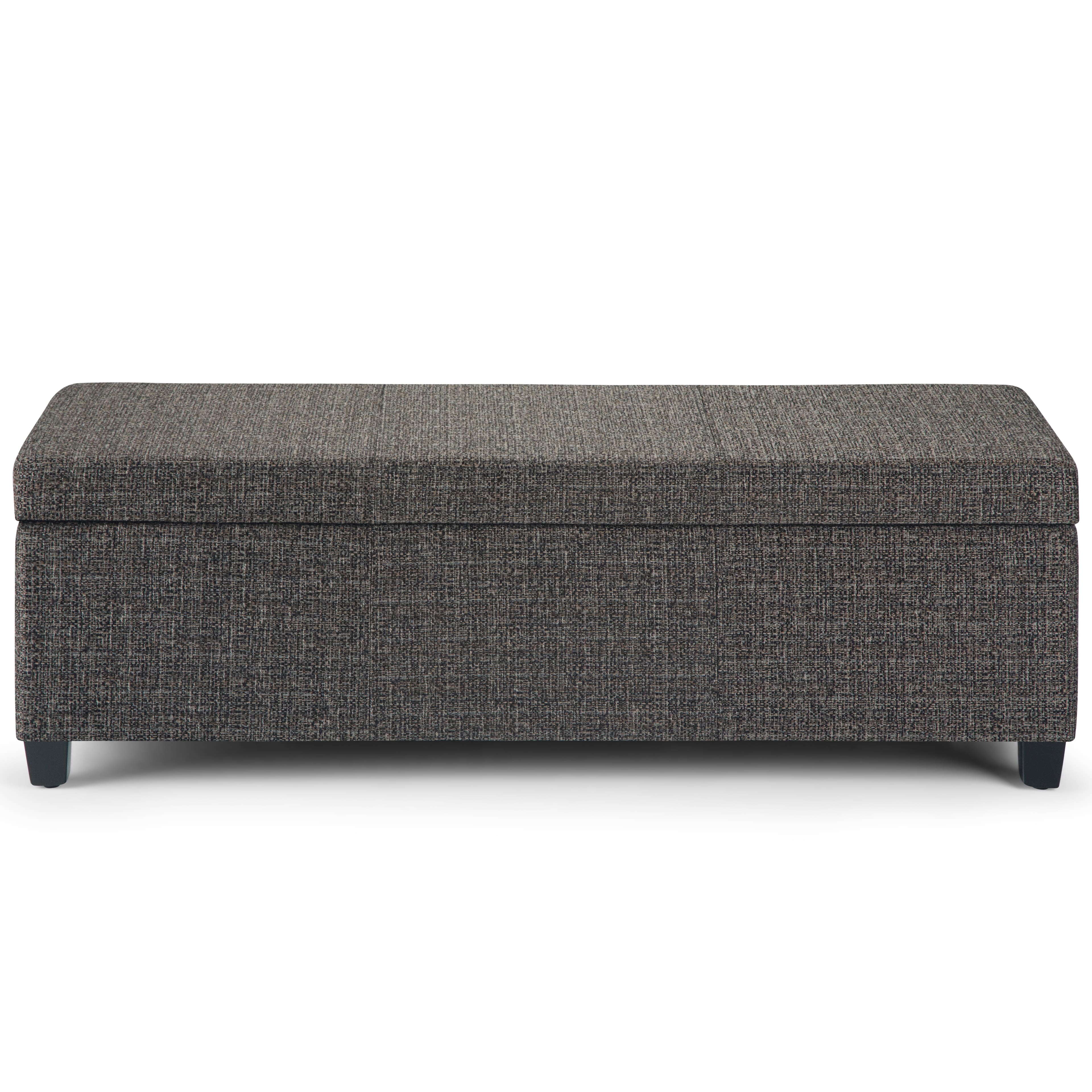 Front. Simpli Home - Avalon 48 inch Wide Contemporary Rectangle Storage Ottoman Bench - Dark Gray.