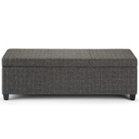 Simpli Home - Avalon 48 inch Wide Contemporary Rectangle Storage Ottoman Bench - Dark Gray - Front_Zoom