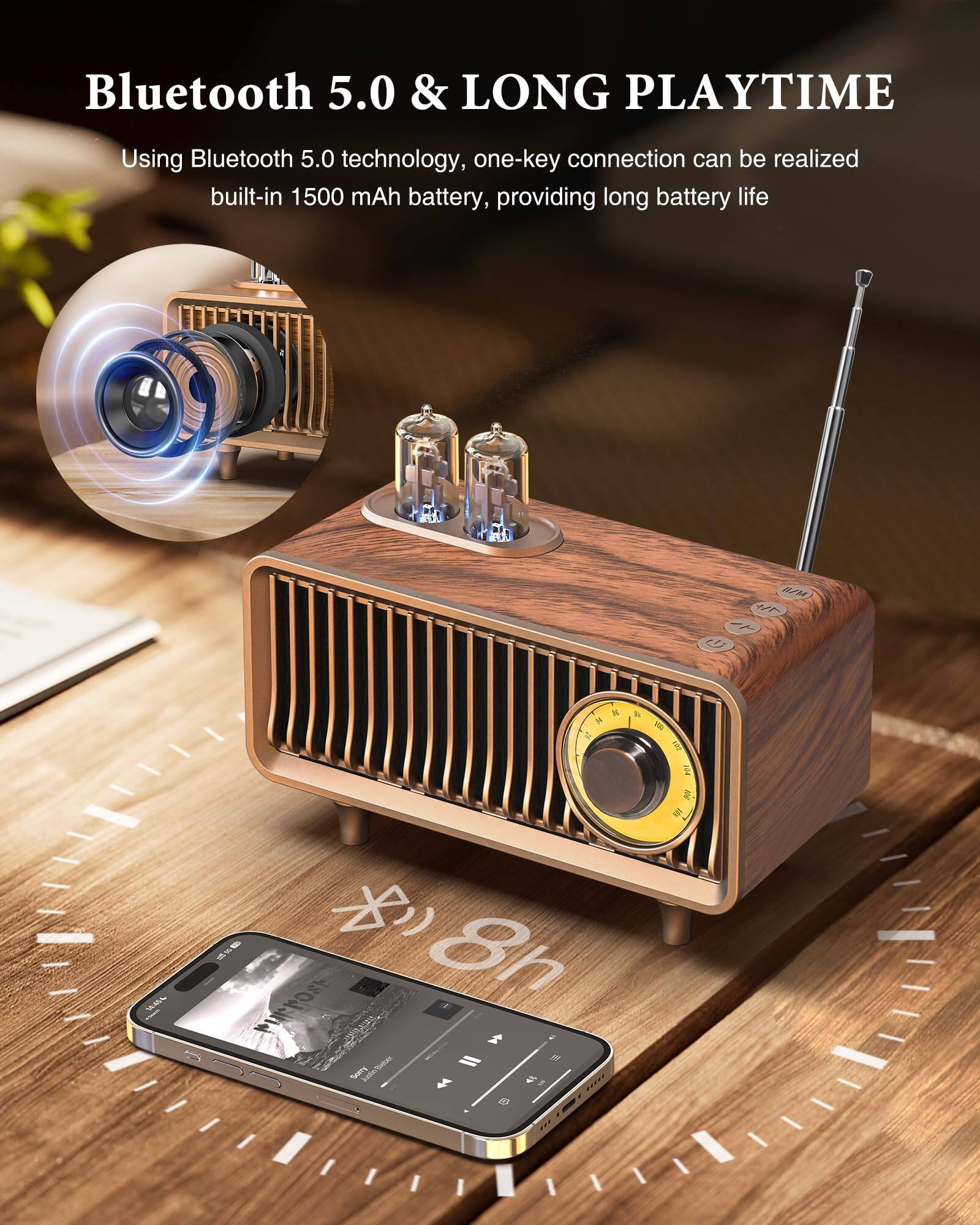 Bluetooth 5.0 & LONG PLAYTIME

Using Bluetooth 5.0 technology, one-key connection can be realized built-in 1500 mAh battery, providing long battery life