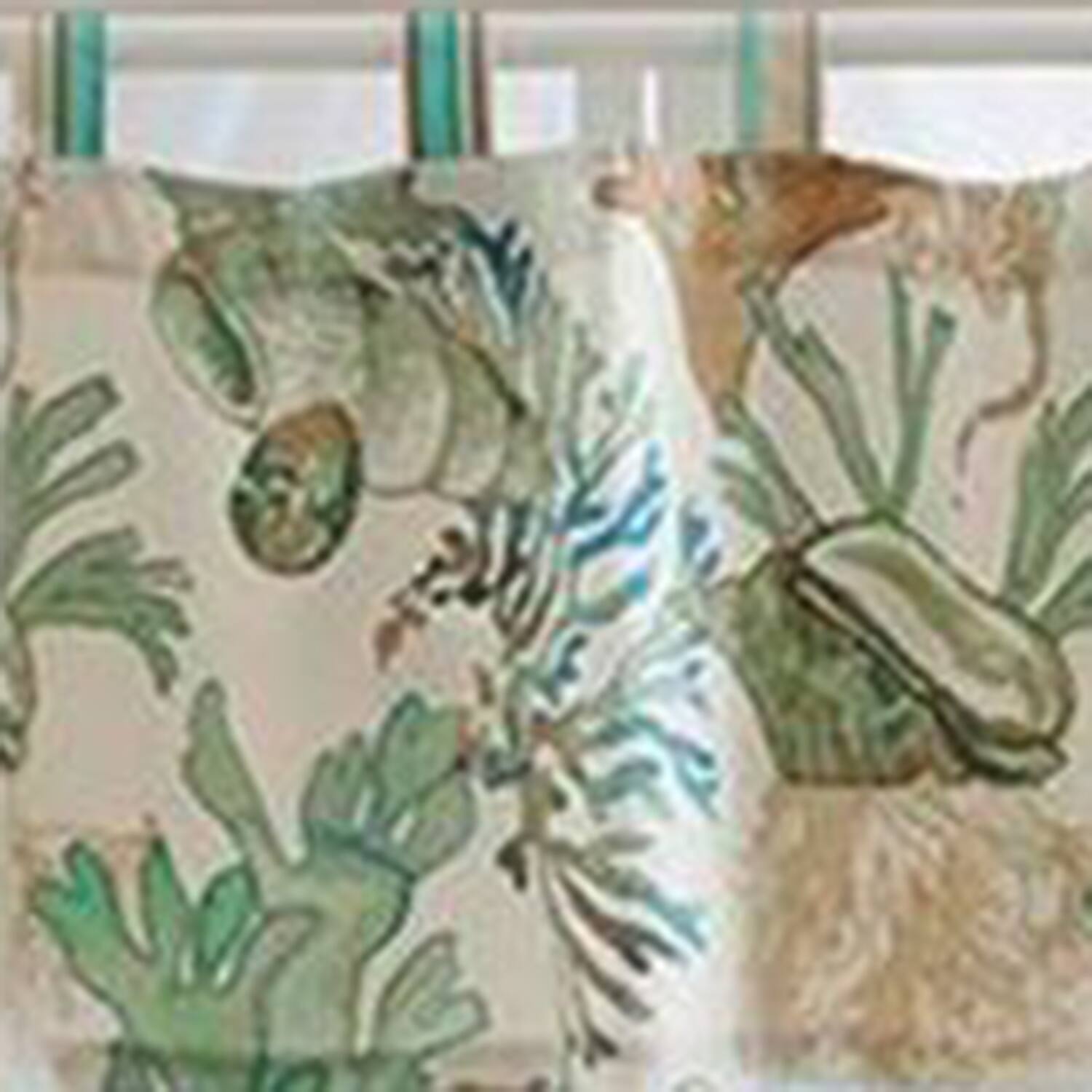 Back. Barefoot Bungalow - Barefoot Bungalow Atlantis Corals And Seashells Window Valance With 3" Rod Pocket84x19" Jade - Jade.